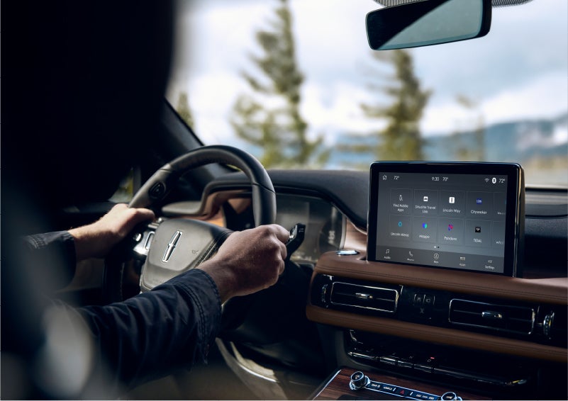 The Lincoln+Alexa app screen is displayed in the center screen of a 2023 Lincoln Aviator® Grand Touring SUV | Steet-Ponte Lincoln in Yorkville NY