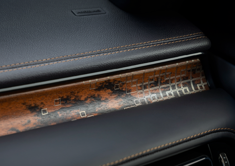 A close-up shot of the 2025 Lincoln Aviator® dashboard with unique black and brown accents, and brown stitching. | Steet-Ponte Lincoln in Yorkville NY
