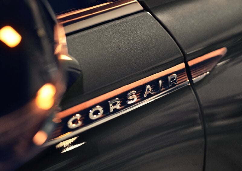 The stylish chrome badge reading “CORSAIR” is shown on the exterior of the vehicle. | Steet-Ponte Lincoln in Yorkville NY