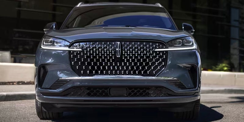 front grill of a black 2025 Lincoln Aviator