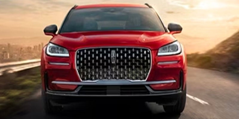 a red 2025 Lincoln Corsair front view of car